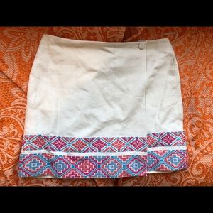 Tory Burch Embroidered Linen Skirt